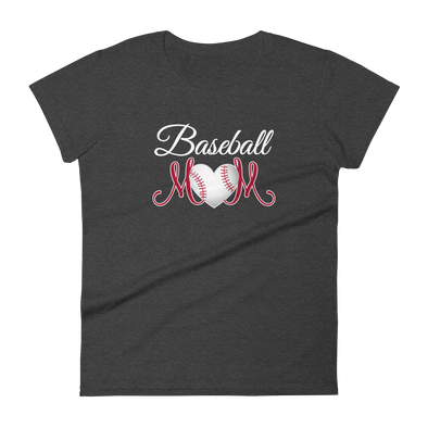 Line Drive Apparel Baseball Mom Scripted Women's Short Sleeve T-Shirt Dark Heather Grey / Small